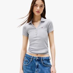 Tommy Hilfiger Women's Light Gray Polo Tee